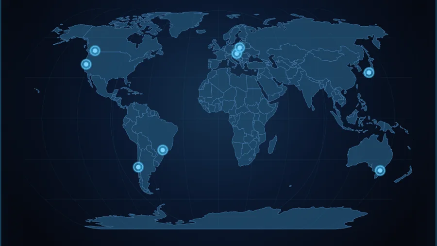 Mapa mundial de Talamone Atlas con las regiones monitorizadas