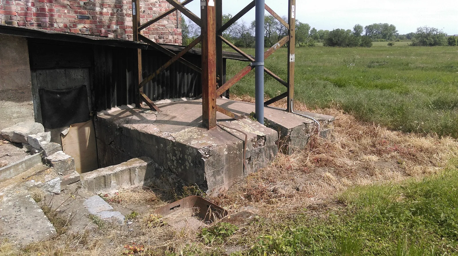 Concrete foundation of a steel lattice transmission tower