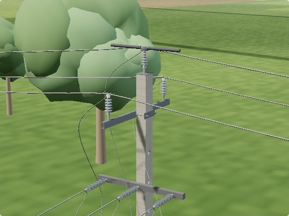 Foto de dron renderizada de la cabeza de un poste